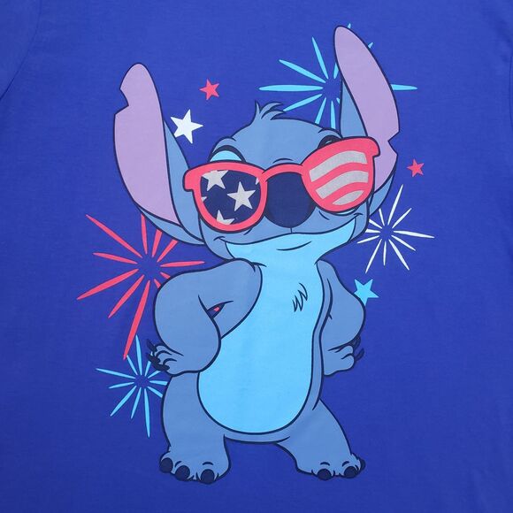 Disney Stitch Unisex T-shirt Fireworks Patriotic 4th Of July Dark Blue Sz Large - Picture 2 of 5